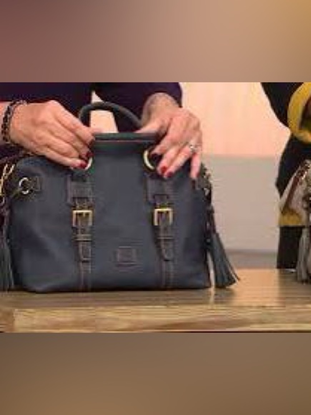 Dooney & Bourke Florentine Black Leather Satchel Bag Gold Accents READ Descripti - Picture 6 of 16